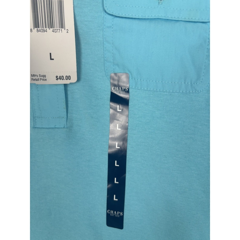 Chaps Classics Polo Shirt Womens Large Blue Gulf Button Pockets Spring Casual - Picture 7 of 13